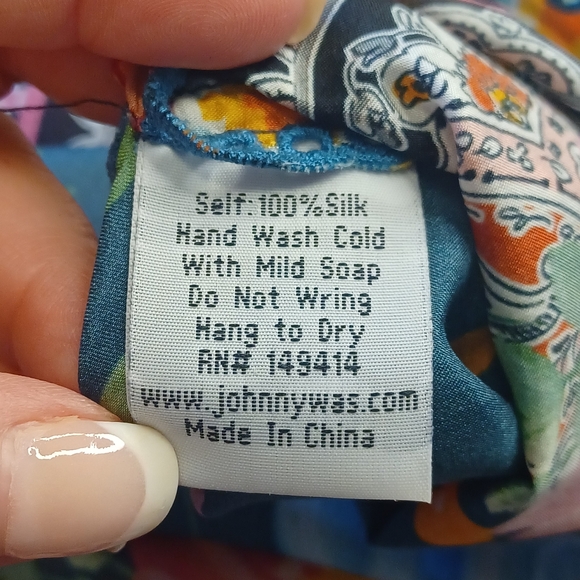 Johnny Was Magdalene Silk Embroidered Boho Multicolor Poncho Tunic Top Sz Med - Picture 6 of 9